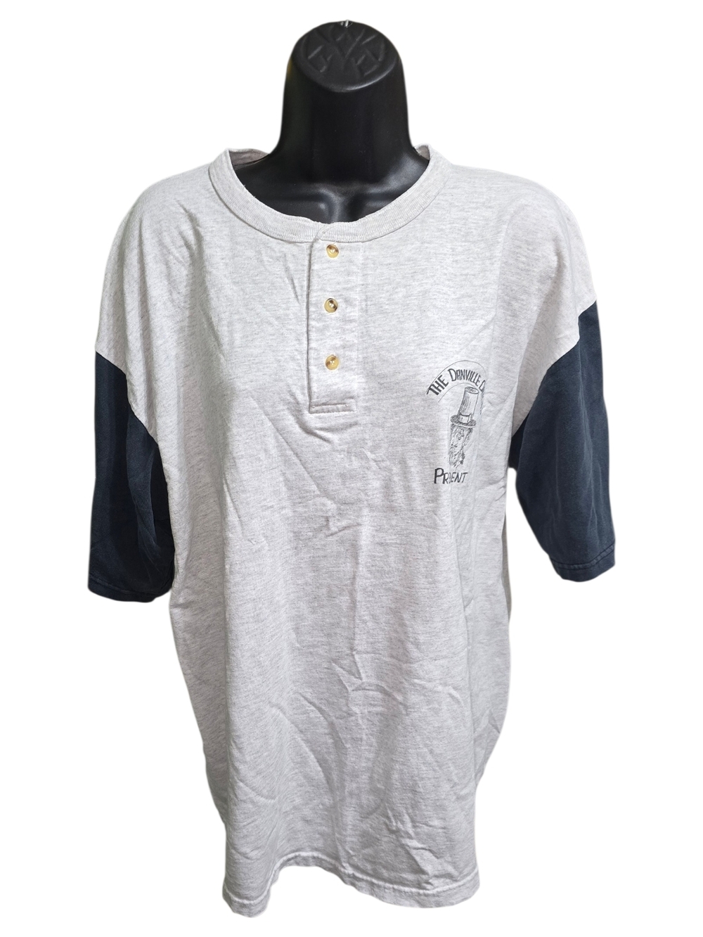 Vintage Danville Dukes Henley Shirt Ringer Hot Rod Graphic USA XL 90s